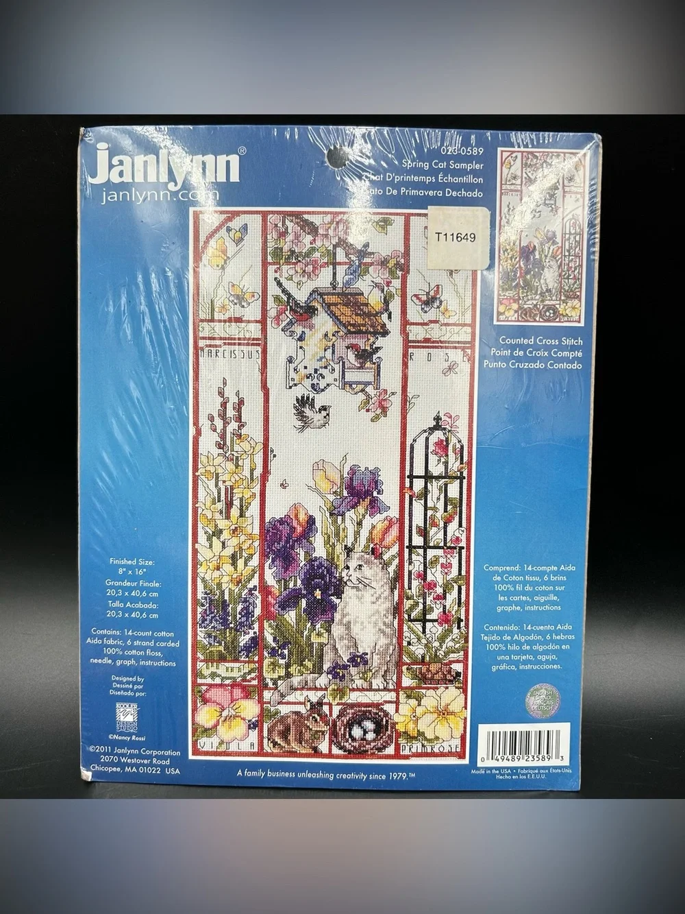 Janlynn Spring Cat Counted Cross Stitch Wall Art Kit - Multi-Color